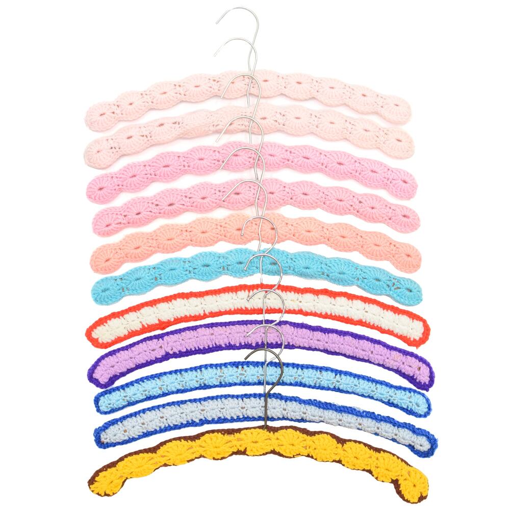 11 Vintage Crochet Wooden Hangers